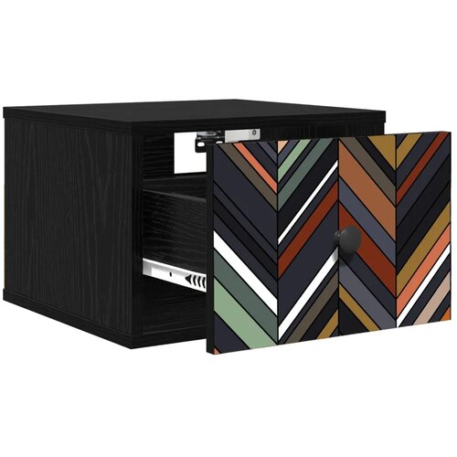  Wall-mounted noćni ormarić OMMEN Crni hrast 36 x 33 x 25 cm - Crni hrast Geometrijski uzorak 1 Slike
