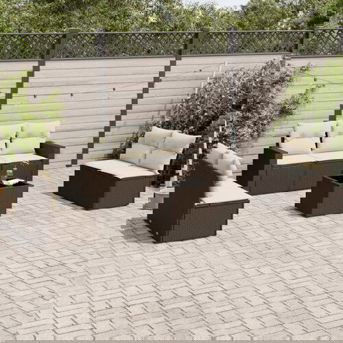 VidaXL 8-dijelni set vrtnih sofa s jastucima smeđi od poliratana Slike