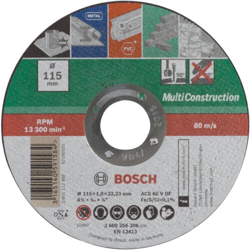 Bosch rezna ploča 2609256306, ravna, 115&times;1&times;22,23 mm, multicon, 10 komada Cene