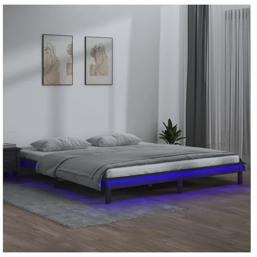  LED posteljni okvir siv 135x190 cm 4FT6 trles