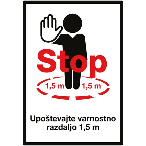 x nalepka "stop! upoštevajte varnostno razdaljo 1,5 m" (210 x 1 300 mm)