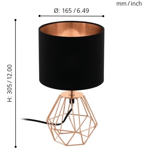 Eglo carlton 2 stona lampa/1,e14, v305, bakar/crni tekstil GVG4XKR Cene