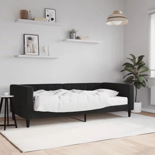 vidaXL Dnevna postelja z vzmetnico črna 90x200 cm žamet