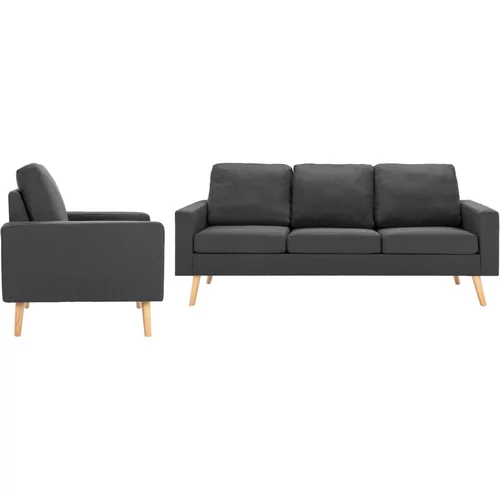  2-dijelni set sofa od tkanine tamnosivi