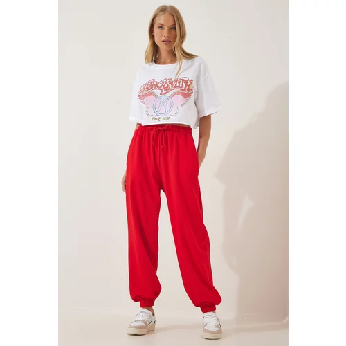 Happiness İstanbul Women's Red Loose Jogging Sweatpants