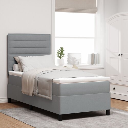 VidaXL Okvir kreveta s madracem Svijetlosiva Tkanina 100 x 200 cm Slike