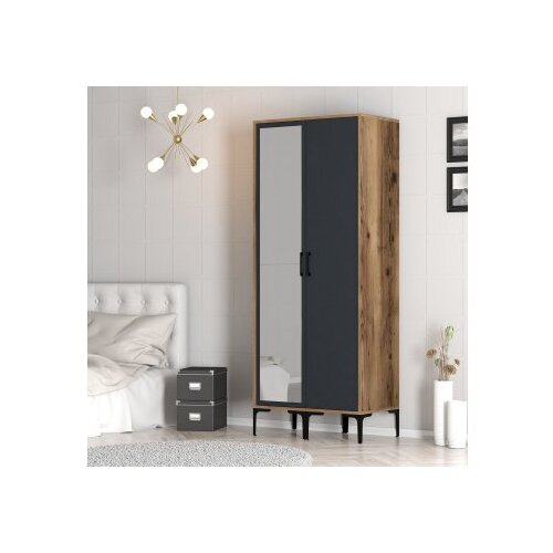 Hanah home kumsal rs - walnut, anthracite walnutanthracite wardrobe Slike