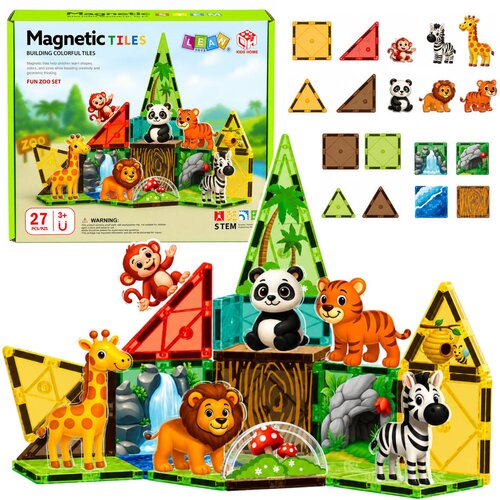 Magnetic Construction Blocks Wild Animals Jungle ZOO 27 pcs. Slike