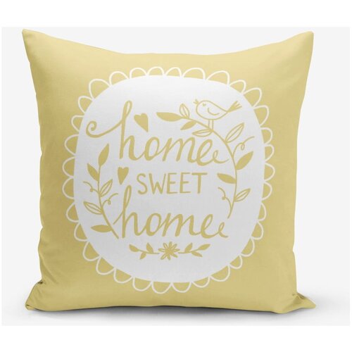 Minimalist Cushion Covers Rumena prevleka za okrasno blazino Minimalist Cusion Covers Home Sweet Home, 45 x 45 cm Cene