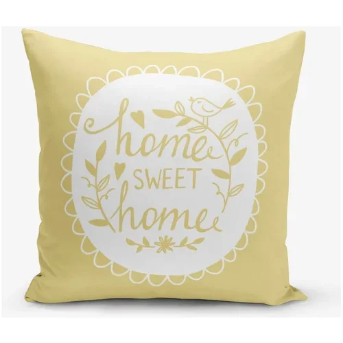 Minimalist Cushion Covers žuta jastučnica s primjesom pamuka Home Sweet Home, 45 x 45 cm