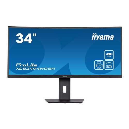 Iiyama 34" ete uw ips-panel, 3440x1440 120Hz, 300cdm˛, 0,4ms mprt, speakers, usb-c dock (lan, dp-out, 65W pd), displayport, hdmi, kvm, USB3 Cene