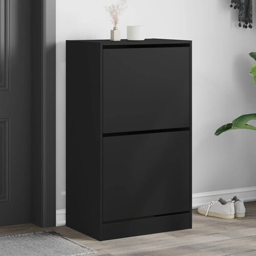 vidaXL Ormarić za cipele s 2 preklopne ladice crni 60 x 42 x 108 cm Cijene