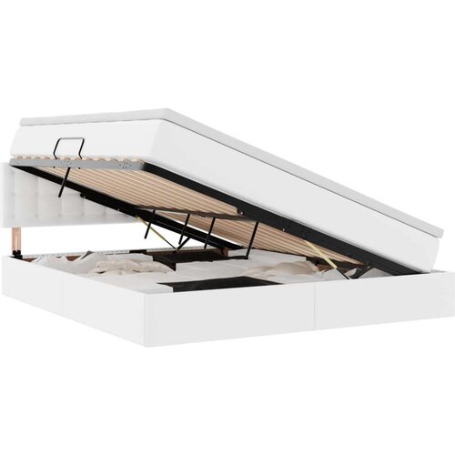  Krevet s od storage Čista bijela 160 x 200 cm Lažna koža Slike