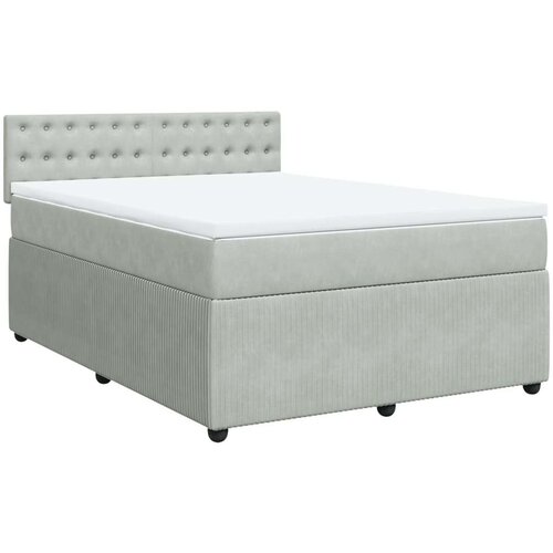 VidaXL Krevet s oprugama i madracem svjetlosivi 140x190 cm bar&amp;scaron;unasti Slike