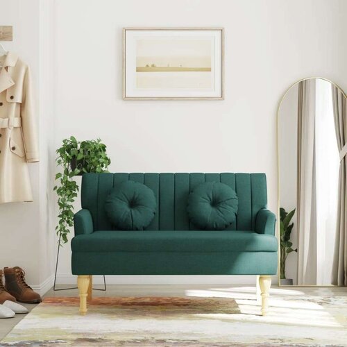  Klupa s jastucima tamnozelena 113 x 64 5 x 75 5 cm od tkanine Slike