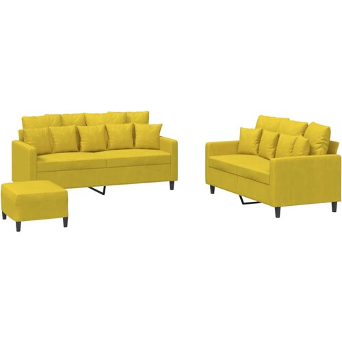 Maison Chic Sedežna garnitura - kavč 3-delna z blazinami rumen žamet, (21728422) Cene