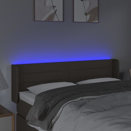  LED uzglavlje smeđesivo 147x16x78/88 cm od tkanine Slike