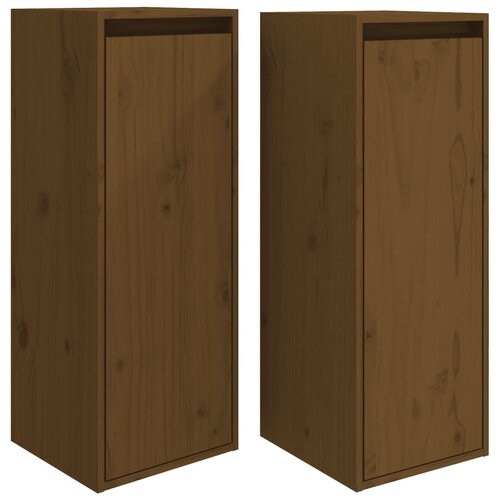 Maison Chic Stenska omarica - Zidna omarica 2 kosa medeno rjava 30x30x80 cm trdna borovina iu1064, (22063109) Slike