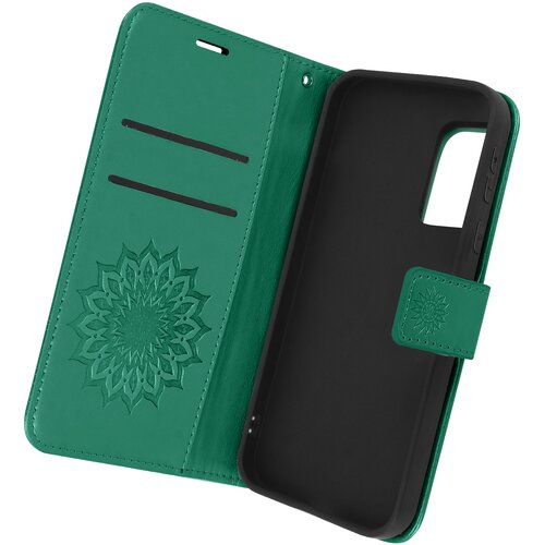 AVIZAR samsung S20 fe mandala flower flip case denarnica in stojalo za video, zapestni trak z magnetnim jezickom - zelen, (20629986) Cene
