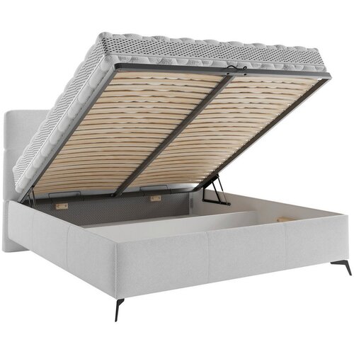 CARRYHOME OBLAZINJENA POSTELJA 140 cm x 200 cm , tekstil svetlo siva Slike