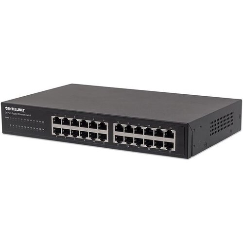 Intellinet 24-Port Gigabit Ethernet Switch, 24 x 10/100/1000 Mbit/s RJ45-Ports, IEEE 802.3az (Energy Efficient Ethernet), Desktop, 19&amp;quot; Rackmount, Metal Slike