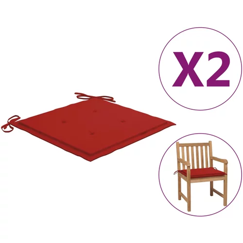 vidaXL Blazine za vrtne stole 2 kosa rdeče 50x50x3 cm