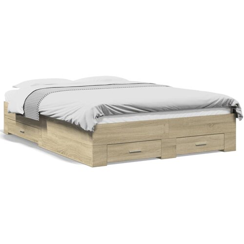 vidaXL Posteljni okvir s predali sonoma hrast 120x200cm inženirski les Cene