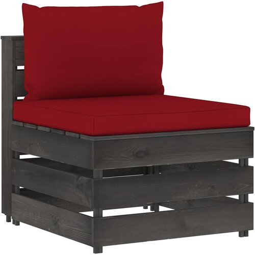  Modularna srednja sofa s jastucima od sivo impregniranog drva Crvena Cijene