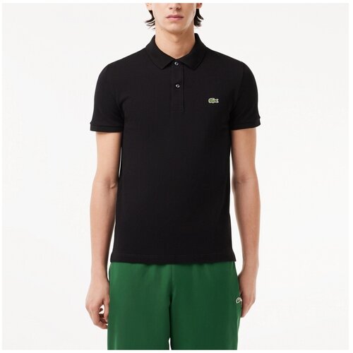 Lacoste L1212 SHORT SLEEVED RIBBED COLLAR S Crna Slike