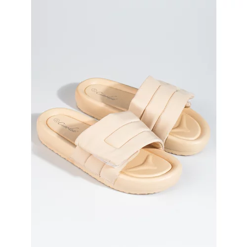 SHELOVET Beige women's velcro slippers