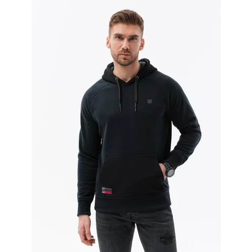 Ombre Men's combined materials HOODIE sweatshirt - black