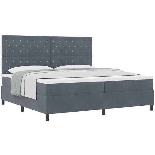 VidaXL Postelja s pomičnim dnom in vzmetnico Temno siva 200x200 cm Žamet, (22052968) Slike