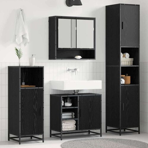 vidaXL set namje&scaron;taja za kupaonicu 3 pcs crni hrast konstruirano drvo Cijene
