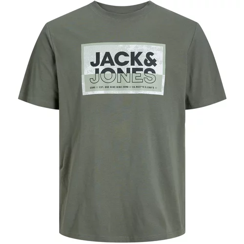 Jack & Jones Majica 'LOGAN' pastelno zelena / temno zelena / črna / bela