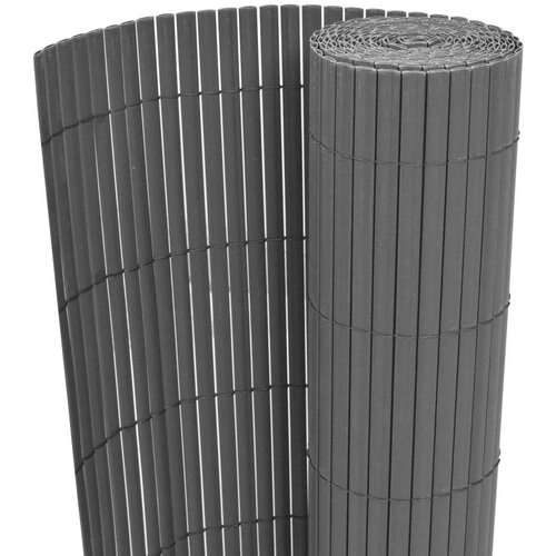 vidaXL Dvostranska vrtna ograja PVC 90x500 cm siva Cene