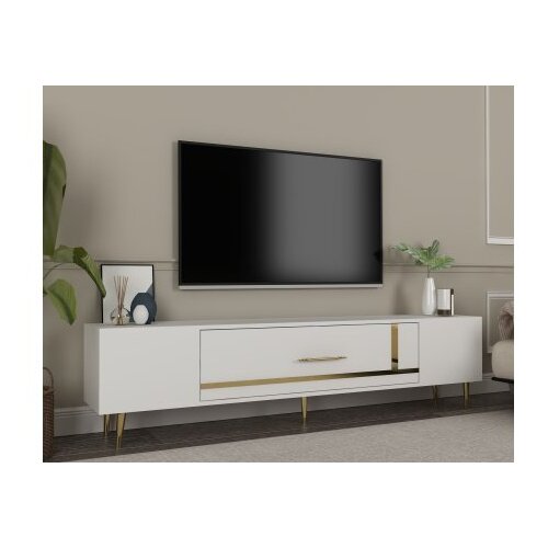 Hanah home TV komoda Dekop1, 150x48,2x29,6 cm, Bijelo-zlatna boja Cene