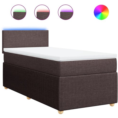 VidaXL Box spring postelja z vzmetnico temno rjava 80x200 cm blago, (21307340) Slike