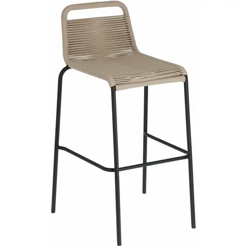 Kave Home bež barska stolica sa čeličnom konstrukcijom Glenville, visina 74 cm