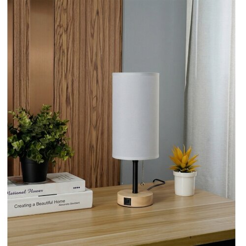  Brilagi - Stona lampa sa USB portom TABLON 1xE27/25W/230V hrast/crna/bela Slike