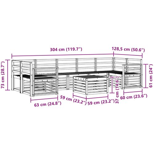  Set vanjskih sofa 8 kom. Prirodna Čvrsto drvo akacije Smeđa Slike