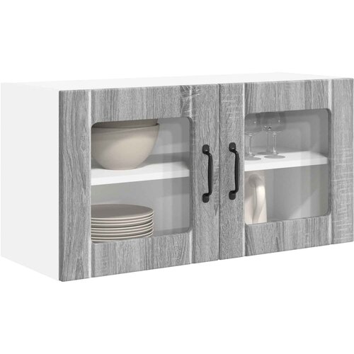  Zidni stakleni ormarić Siva Sonoma 80 x 31 x 40 cm Slike