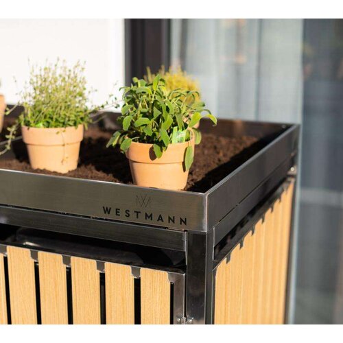  Westman - Spremi&amp;scaron;te za 2 kante za smeće s krovom za biljke Planta | srebro | 2x240L | 84x134x124 cm - BRANDED IN GERMANY Slike
