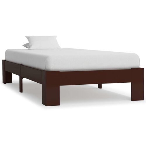 VidaXL Posteljni okvir temno rjav iz trdne borovine 100x200 cm, (20646602) Slike