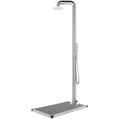 vidaXL Vrtni tuš s sivim podstavkom 230 cm nerjaveče jeklo, (21416175) Cene