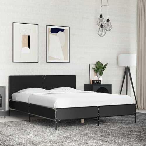 Okvir kreveta crni 140 x 200 cm od konstruiranog drva i metala Cene