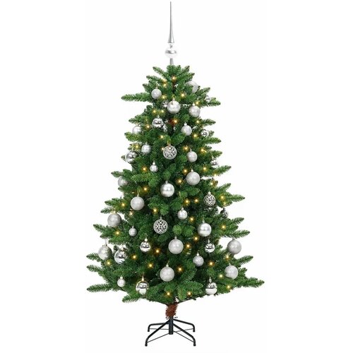  Artificial Christmas Tree with Bauble 120 cm 150 LED lampica - 120 cm s LED-ima i srebrnim lopticama Slike