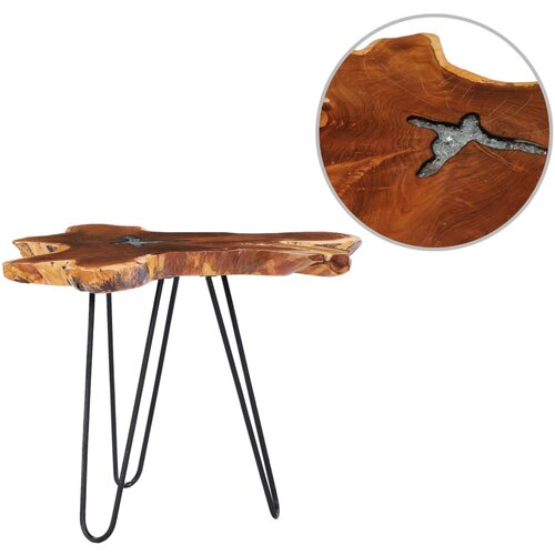 VidaXL Stolić za kavu 70 x 45 cm od tikovine i poliesterske smole Slike