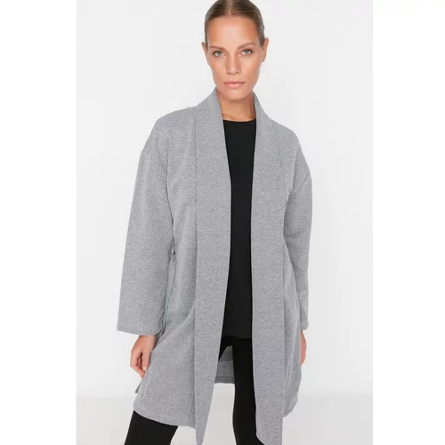 Trendyol Dark Gray Belted Pique Knitted Dressing Gown