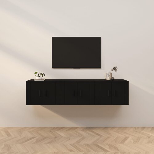  Zidni TV ormarići 3 kom crni 57 x 34,5 x 40 cm Slike