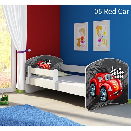  Otro&scaron;ka postelja ACMA z motivom, stranska bela 140x70 cm 05 Red Car Cene